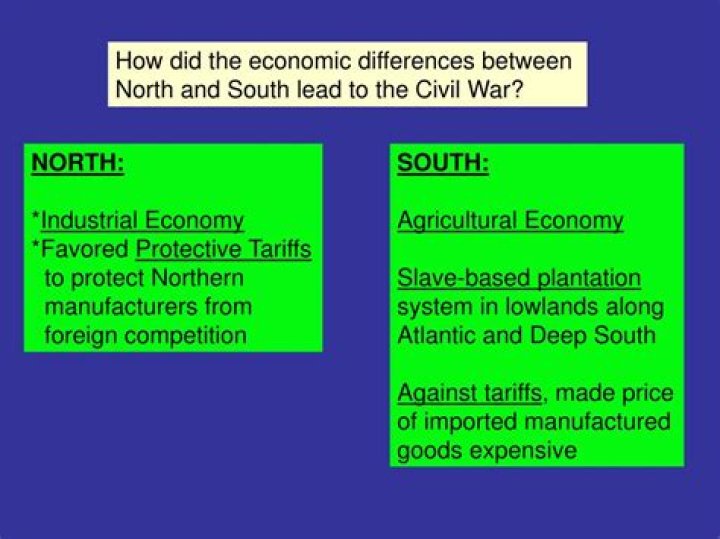 How did the North and South differ economically?