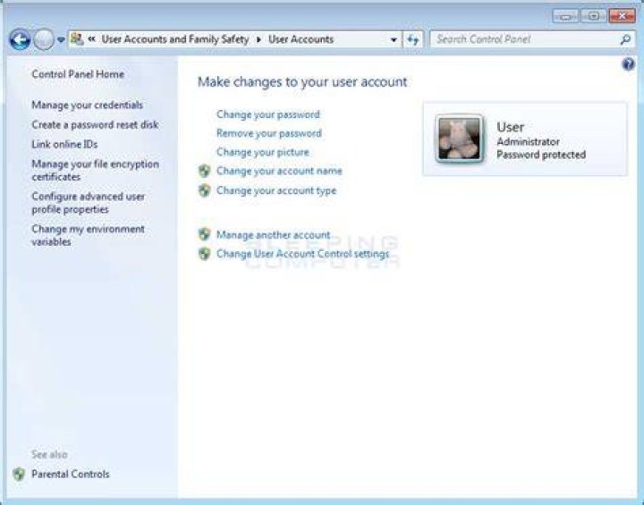 How do I change my user account picture in Windows 7?