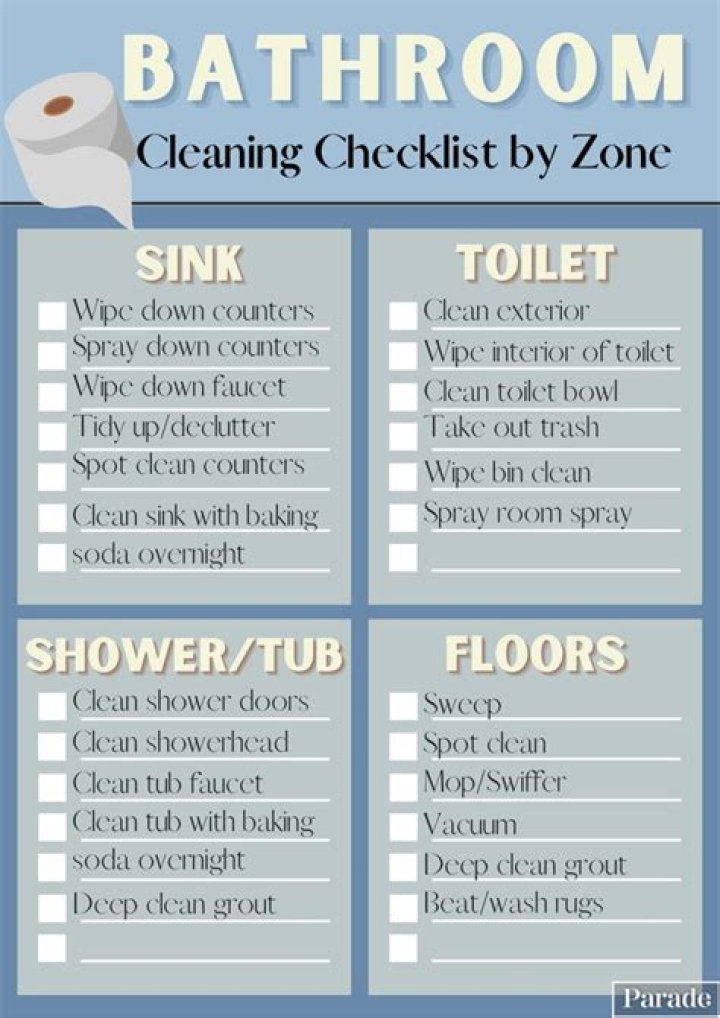 How do I clean my bathroom checklist?