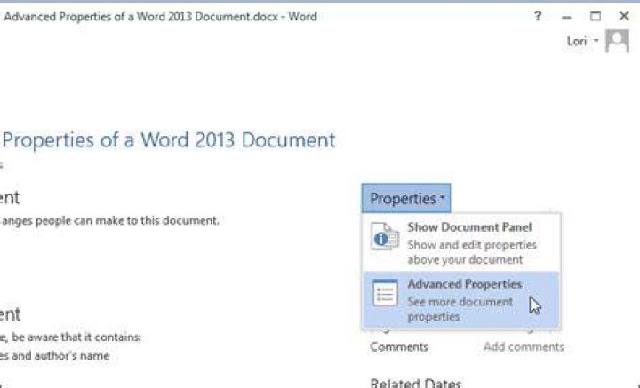 How do I fix document properties in Word?