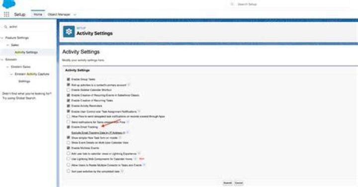How do I turn on email tracking in Salesforce?