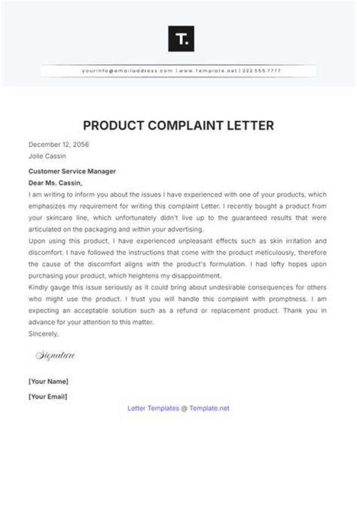 How do I write a complaint letter about a bad product?