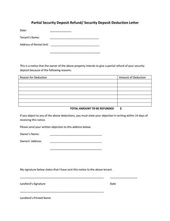 How do I write a letter to return my security deposit?