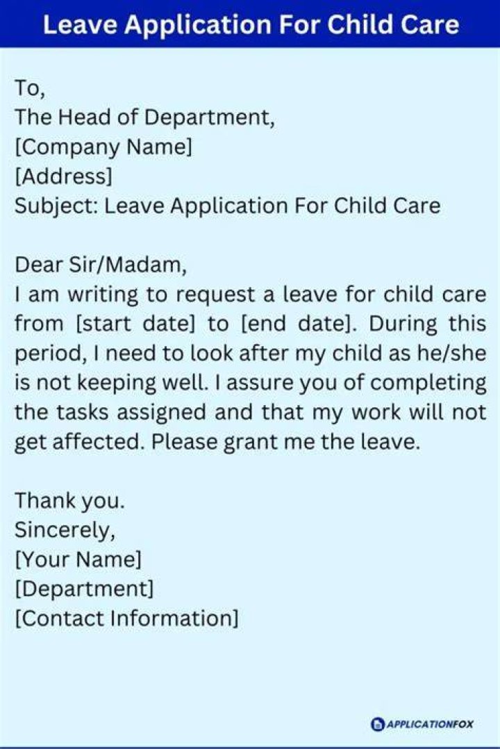 How do I write an application letter for child care?