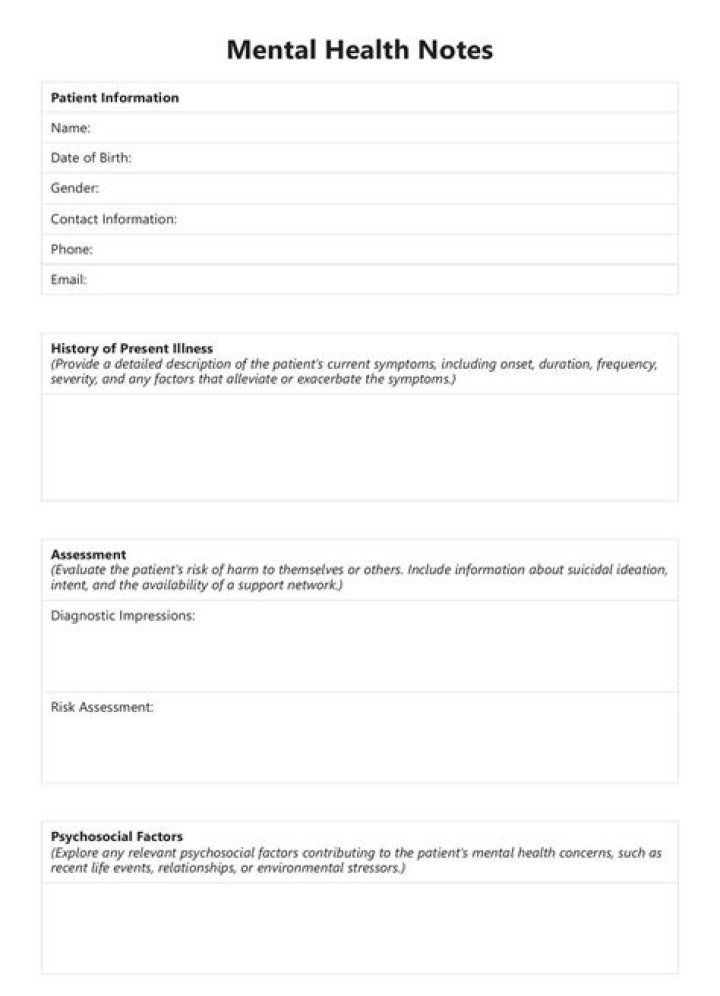 How do you document Mental health notes?