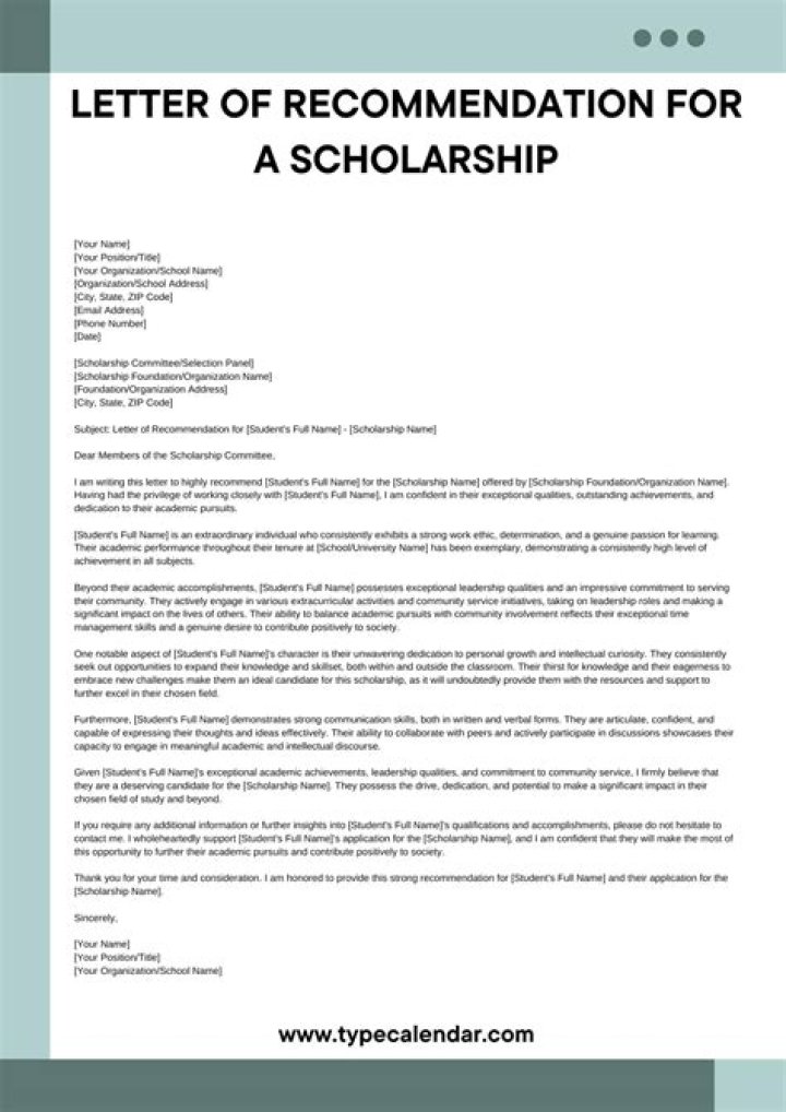 How do you write a good letter of recommendation for a scholarship?