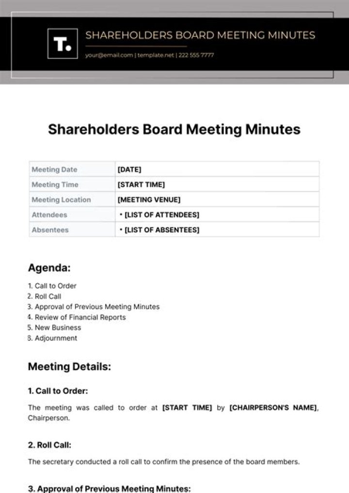 How do you write shareholder meeting minutes?