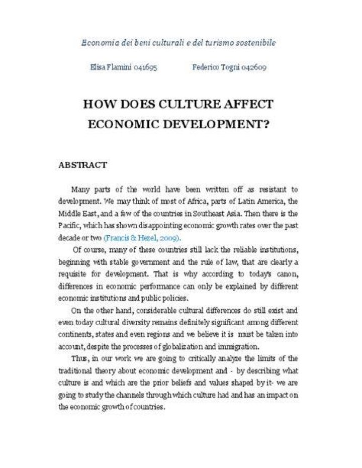 How does culture affect economic development?
