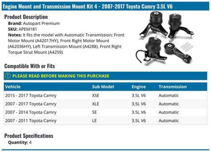 How many engine mounts does a PT Cruiser have?