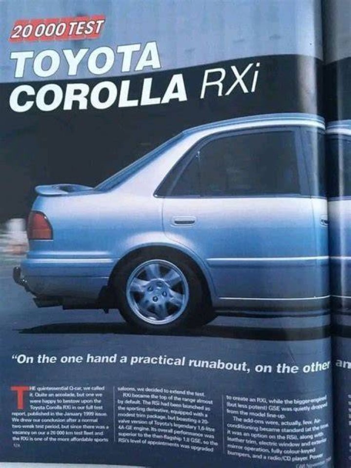 How many kW is a Toyota Corolla RXI?