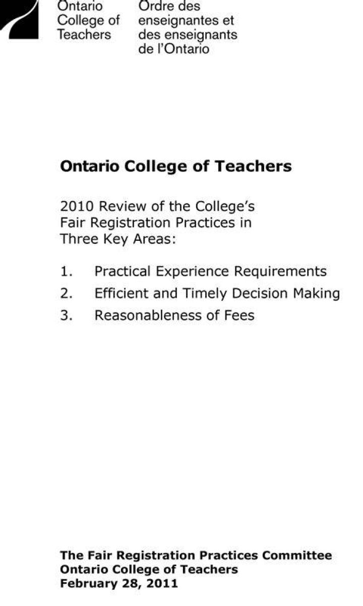 How much is the Ontario College of Teachers fee?