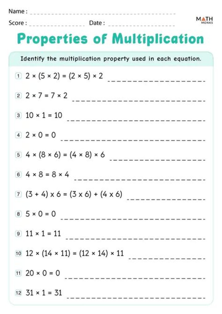 What are the 4 properties of multiplication?