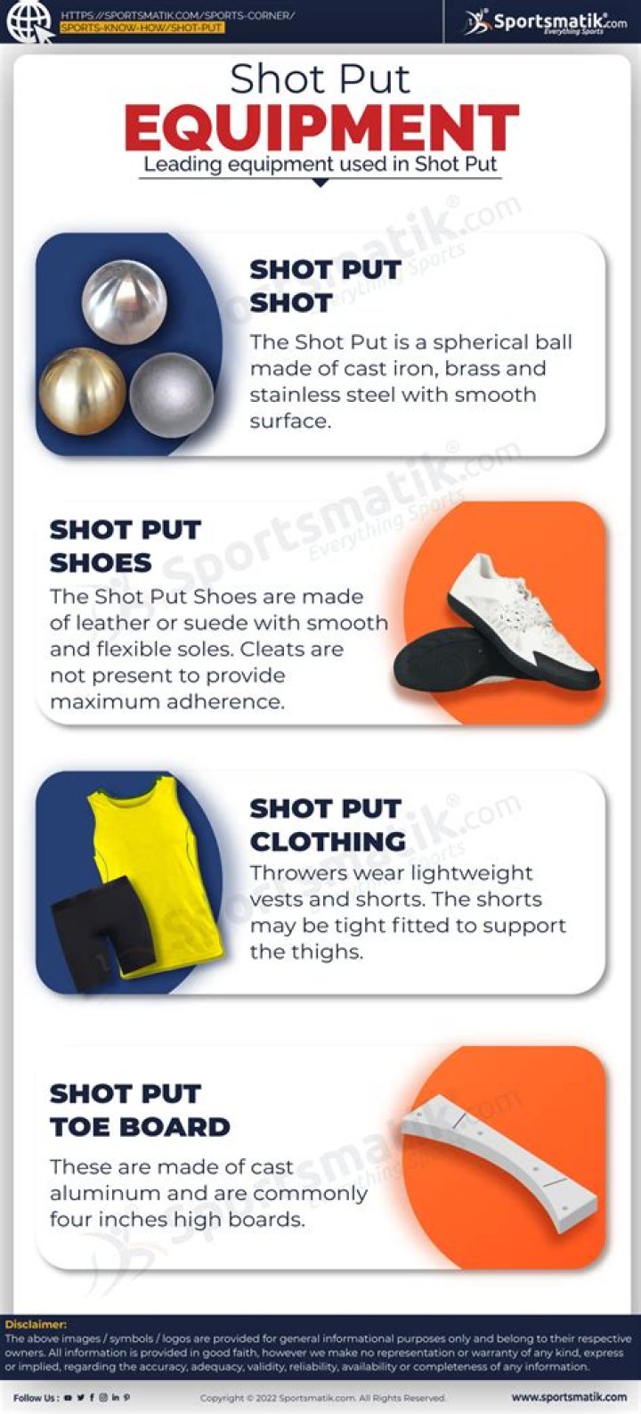 What are the equipment used in shot put?