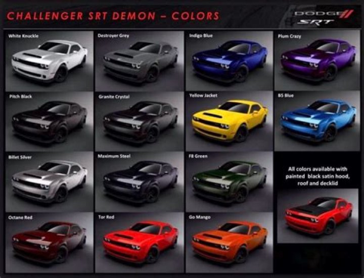 What colors does the Dodge Challenger come in?