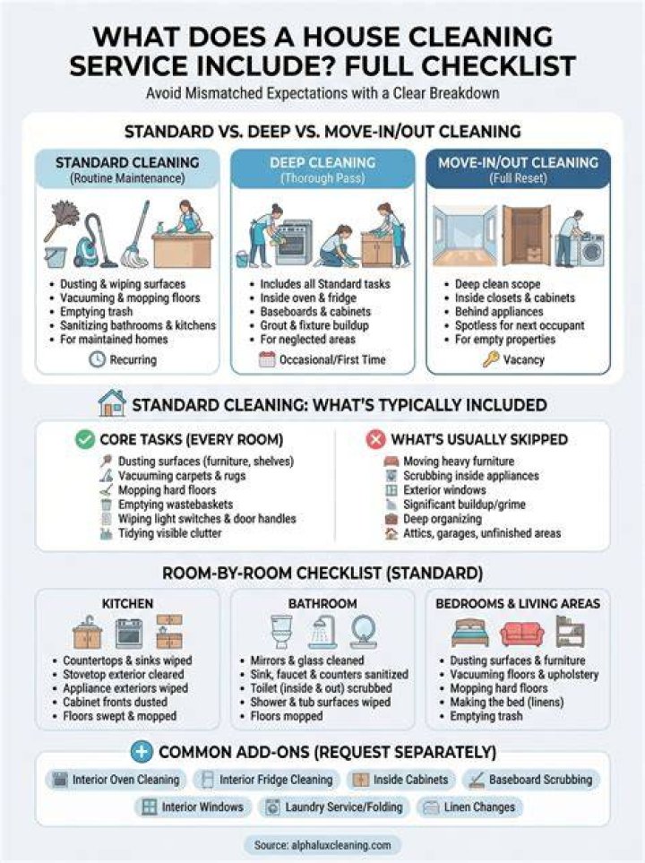 What does a house cleaning service include?