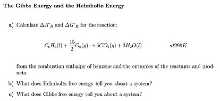 What does Helmholtz free energy tell you about a system?