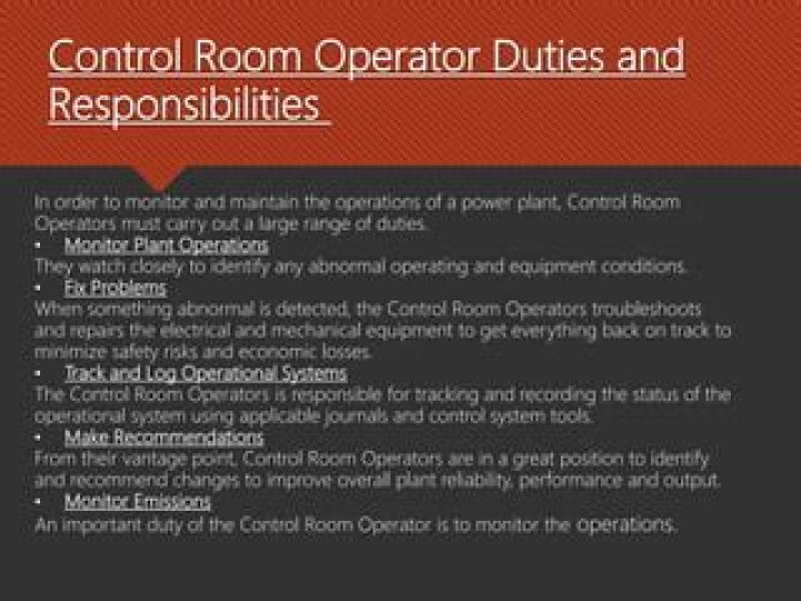 What is a control room operator job description?