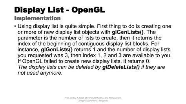 What is a display list OpenGL?