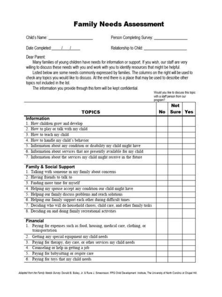 What is a family needs assessment?