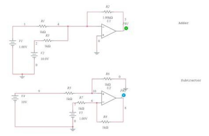 What is adder and subtractor in op-amp?