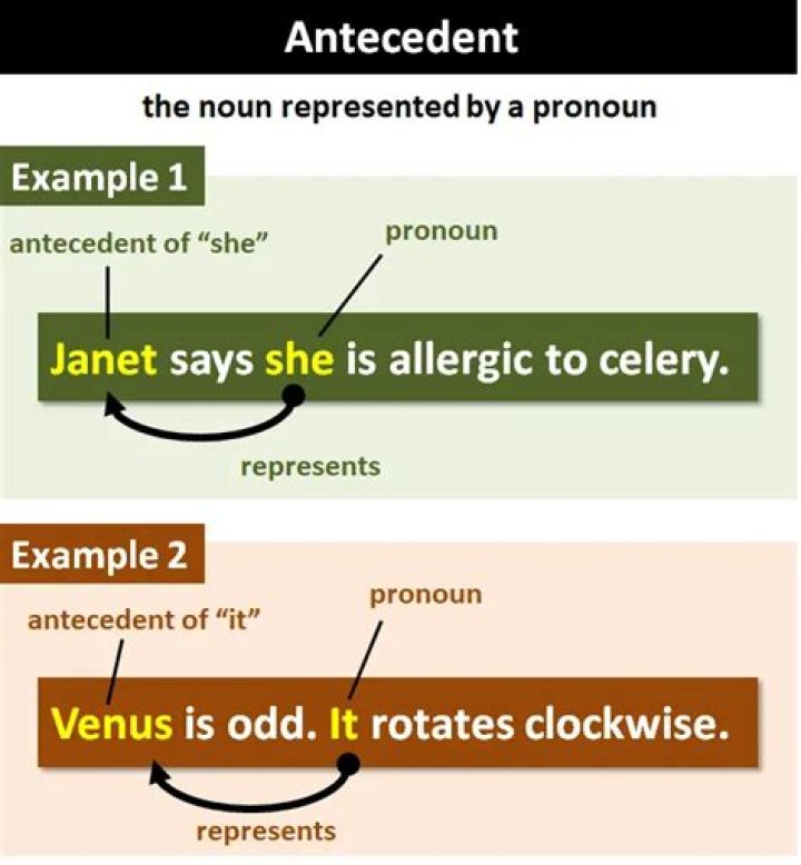 What is an example of an antecedent in a sentence?