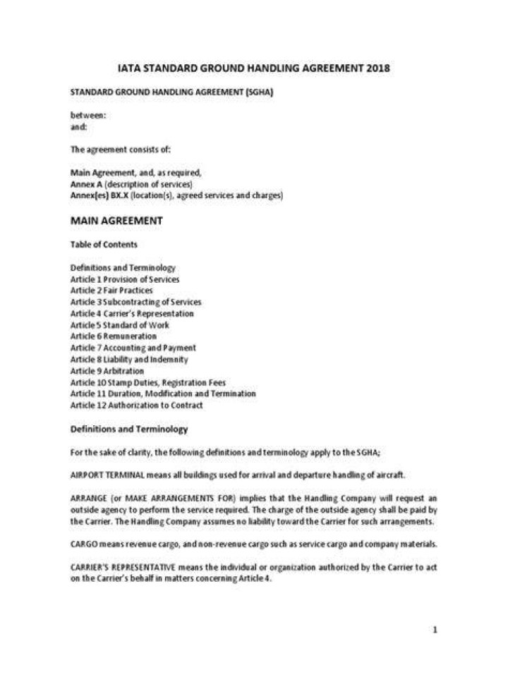 What is IATA Standard ground handling Agreement?