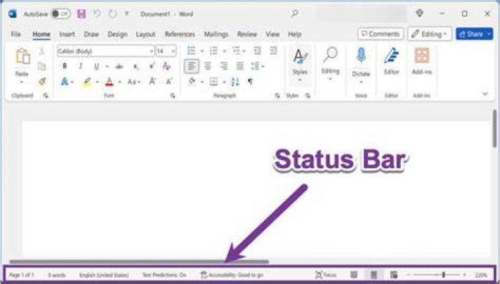 What is status bar in MS Access?