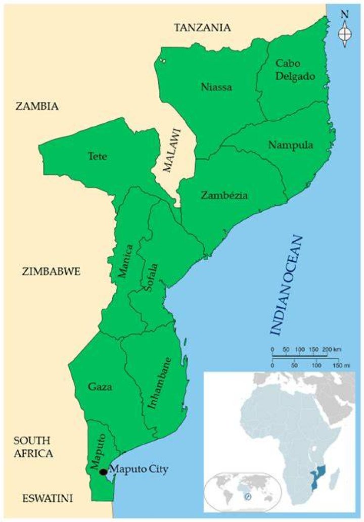 What is the area of Mozambique?
