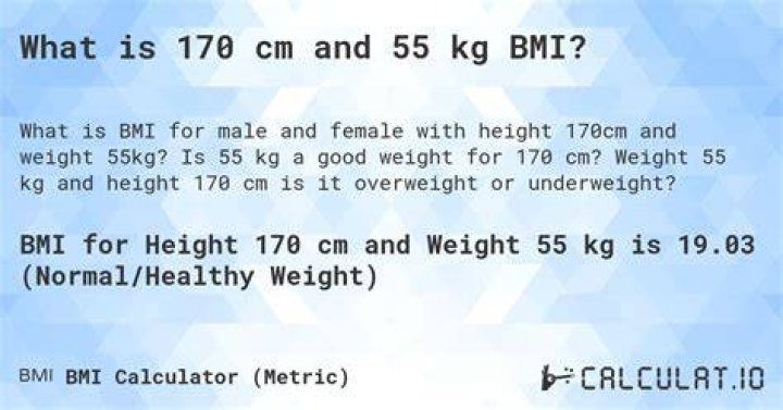 What is the BMI for 170 cm?