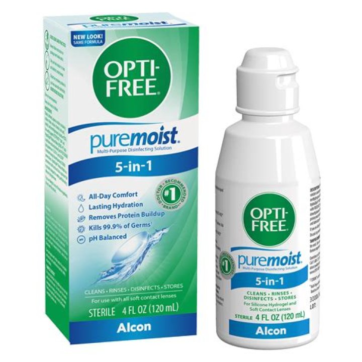 What is the difference between Opti-Free Express and PureMoist?