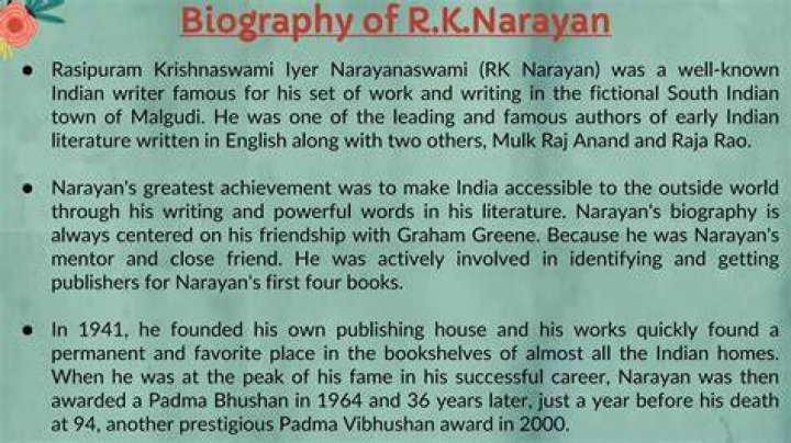 What is the famous work of RK Narayan?