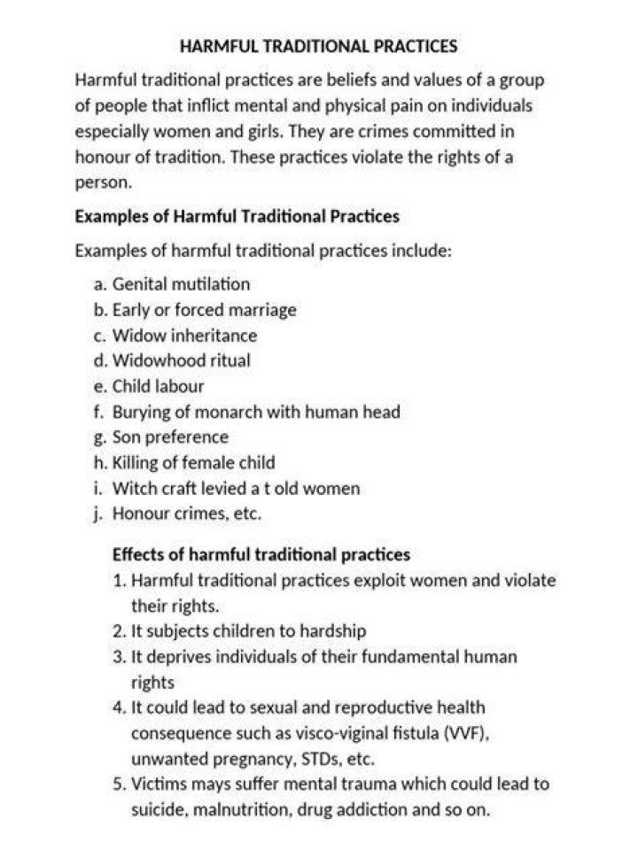 What is the meaning of harmful traditional practice?