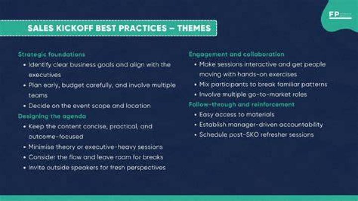 What should a sales kick off include?