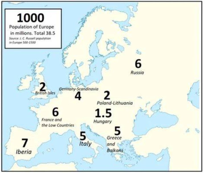 What was the population of Europe in 1000 AD?