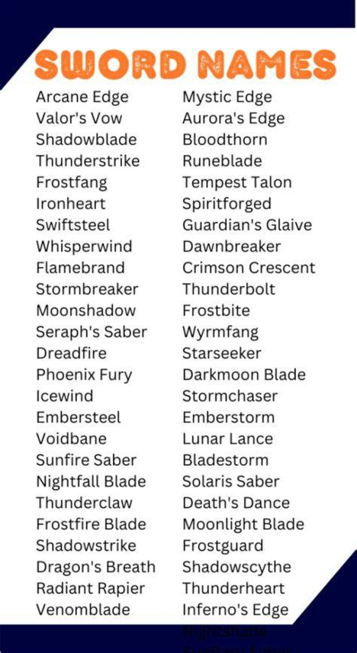 Whats a good name for a sword?