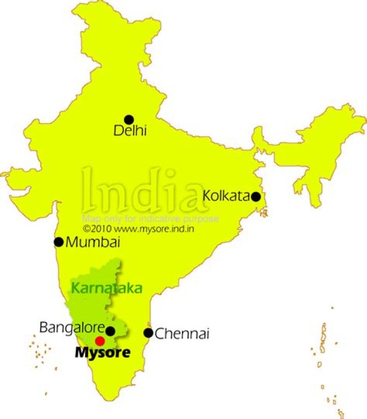 Where is the Mysore in Indian map?