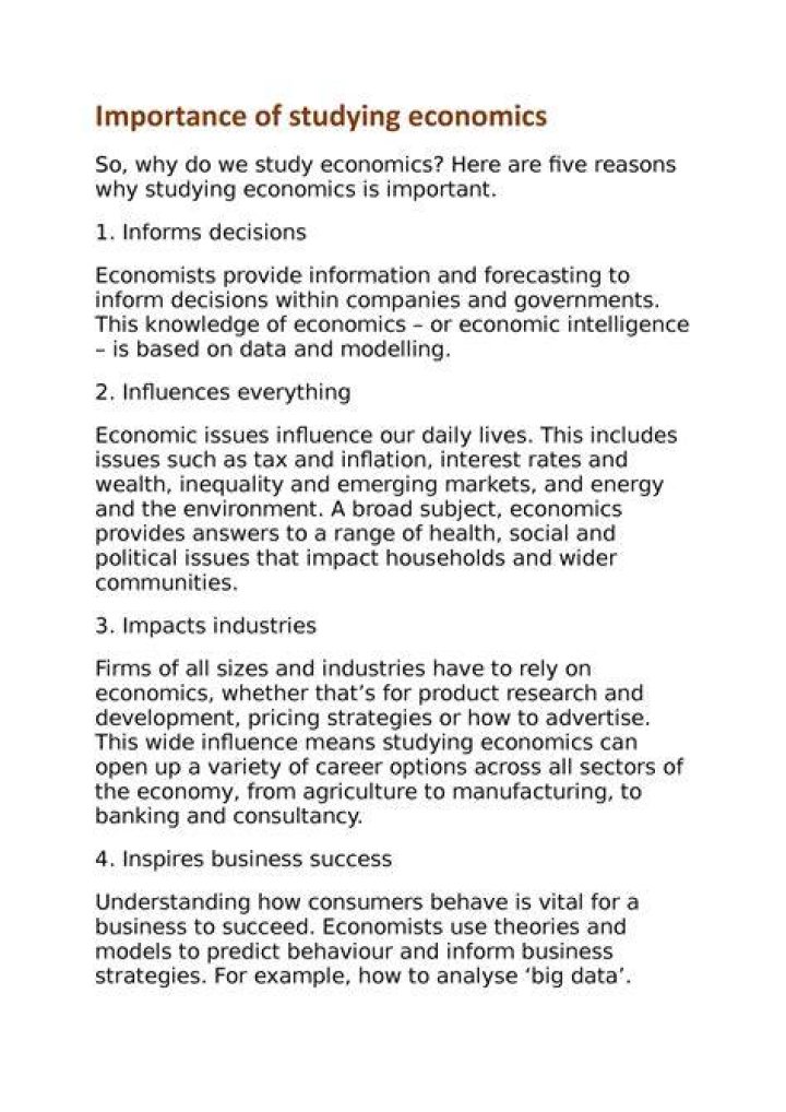 Why is it important to study economics essay?